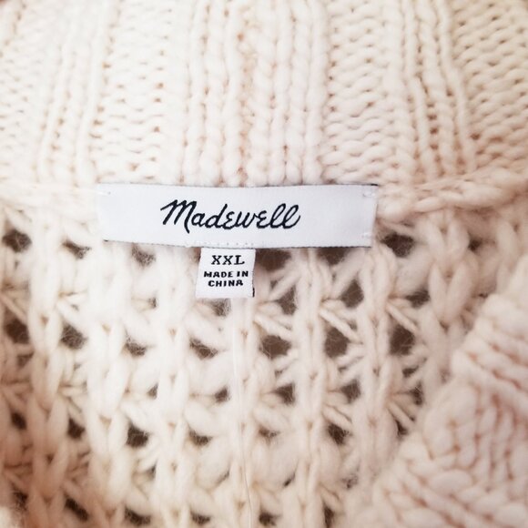 NEW Madewell Bomber Cardigan Sweater XXL Antique Cream Chunky Wool Blend $148 - Picture 10 of 16